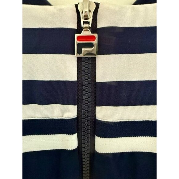 NWT FILA Heritage XL Navy White Mitered Stripe Tennis Dress Iconic Ginny Hilfige - Picture 3 of 11